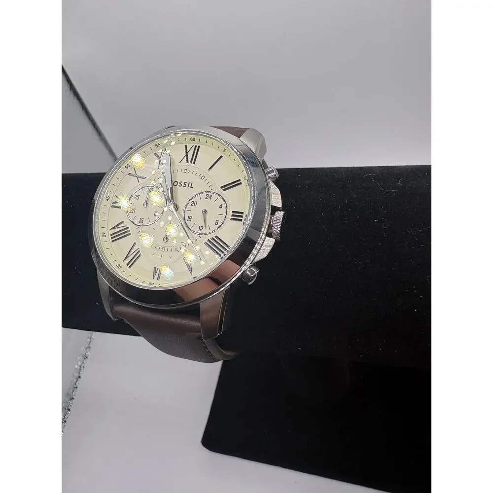 Fossil Chronograph Stainless Steel Watch Brown Leather
